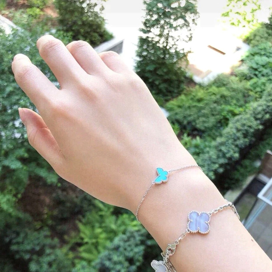 [RAFFINE]BUTTERFLY TURQUOISE BUTTERFLY BRACELET SILVER