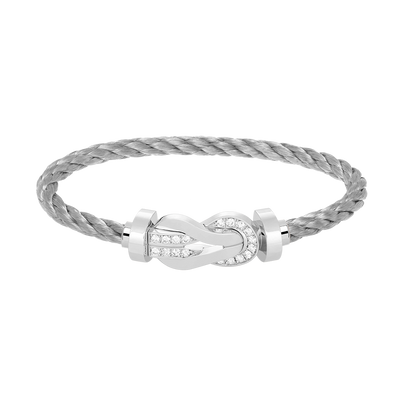 [RAFFINE]CHANCE LARGE 8 FIGURE BUCKLE HALF DIAMOND BRACELET SILVER