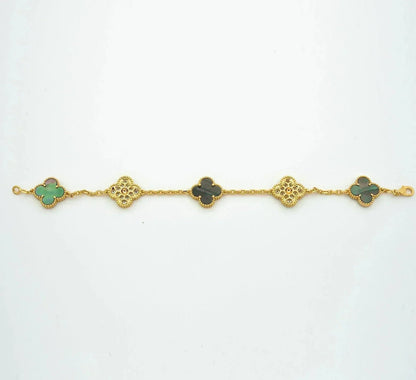 [RAFFINE] CLOVER 5 MOTIF GRAY MOP BRACELET COLLECTION