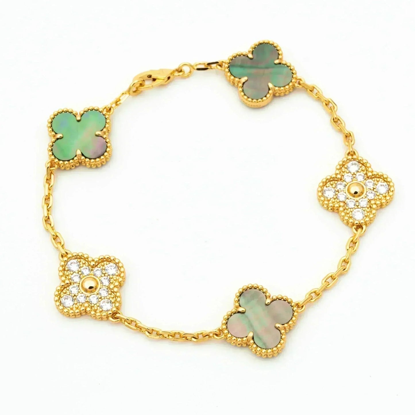 [RAFFINE] CLOVER 5 MOTIF GRAY MOP BRACELET COLLECTION