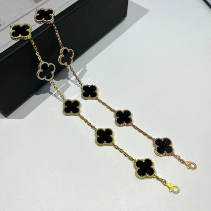 [RAFFINE] CLOVER 5 MOTIF ONYXS BRACELET COLLECTION
