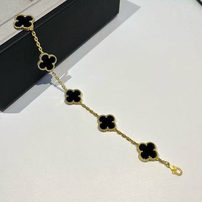 [RAFFINE] CLOVER 5 MOTIF ONYXS BRACELET COLLECTION
