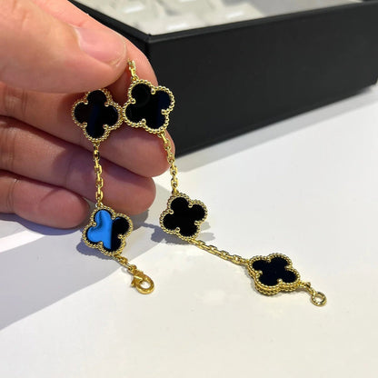 [RAFFINE] CLOVER 5 MOTIF ONYXS BRACELET COLLECTION