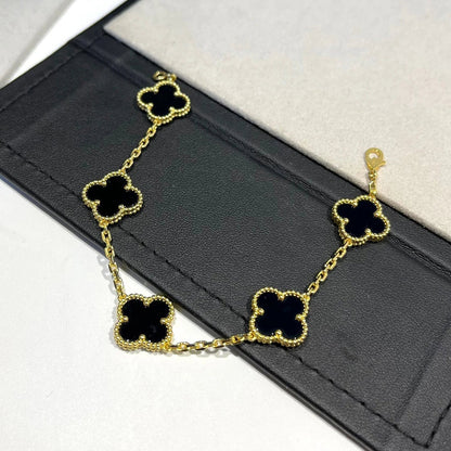 [RAFFINE] CLOVER 5 MOTIF ONYXS BRACELET COLLECTION