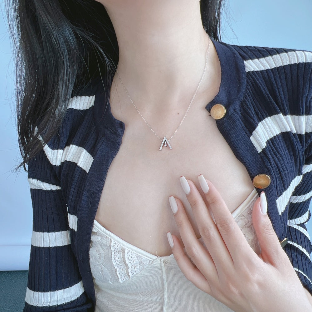 [RAFFINE]Sparkling "A" Shape Necklace