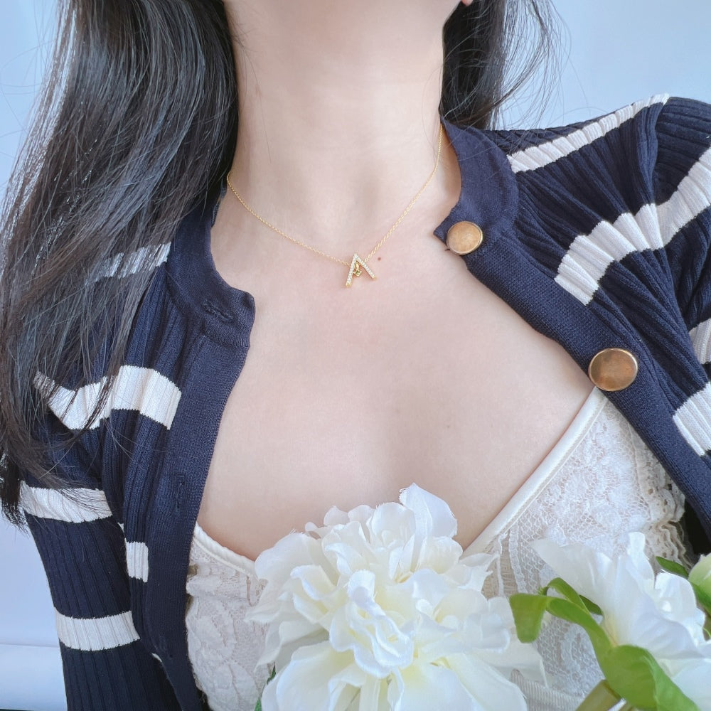 [RAFFINE]Sparkling "A" Shape Necklace