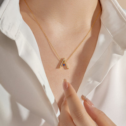 [RAFFINE]Sparkling "A" Shape Necklace