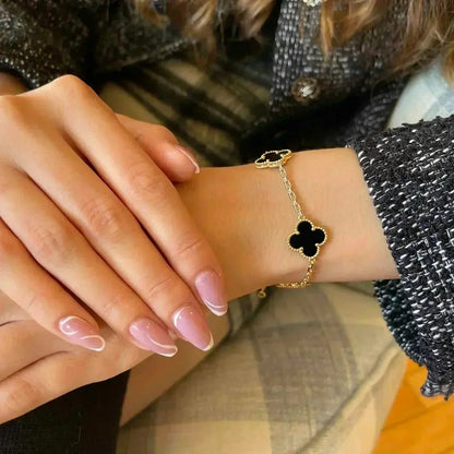 [RAFFINE] CLOVER 5 MOTIF ONYXS BRACELET COLLECTION
