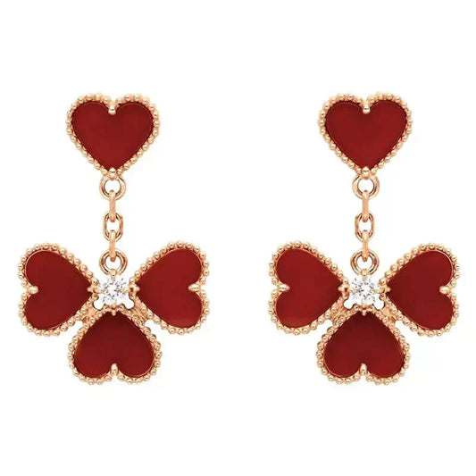 [RAFFINE]SWEET CLOVER CARNELIAN EARRINGS