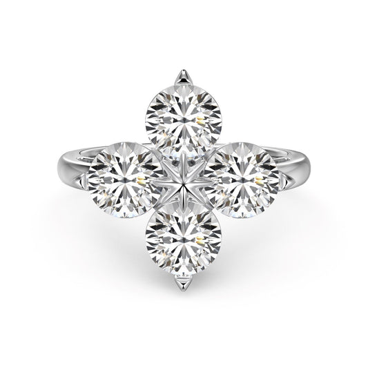 [RAFFINE]Four-Leaf Clover Eight-Pointed Star Ring