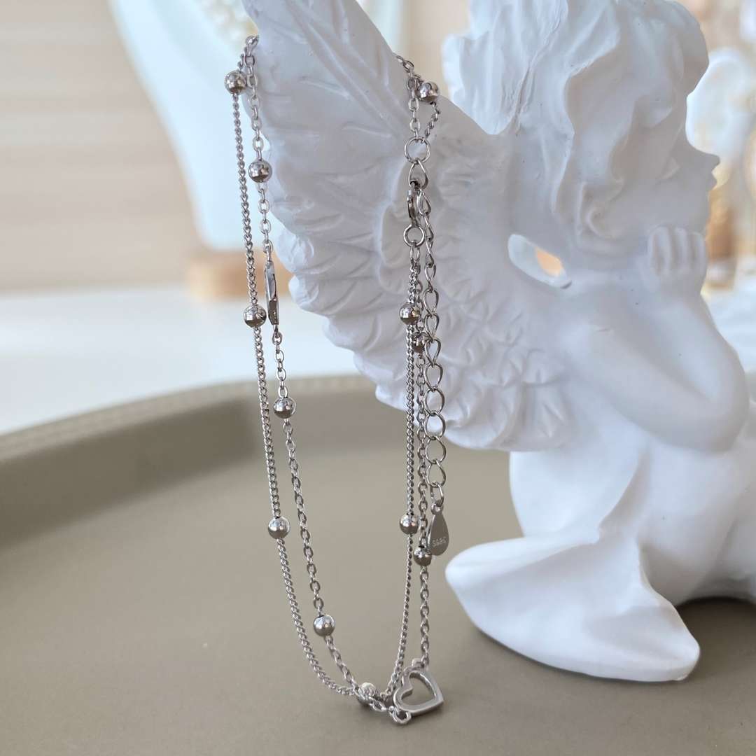 [RAFFINE]Dainty Double Layer Love Heart Bracelet