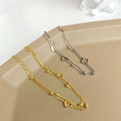 [RAFFINE]Dainty Double Layer Love Heart Bracelet