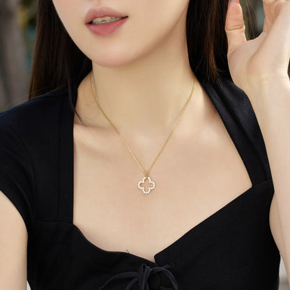[RAFFINE]Four-Leaf Clover Hollow Design Exquisite Necklace