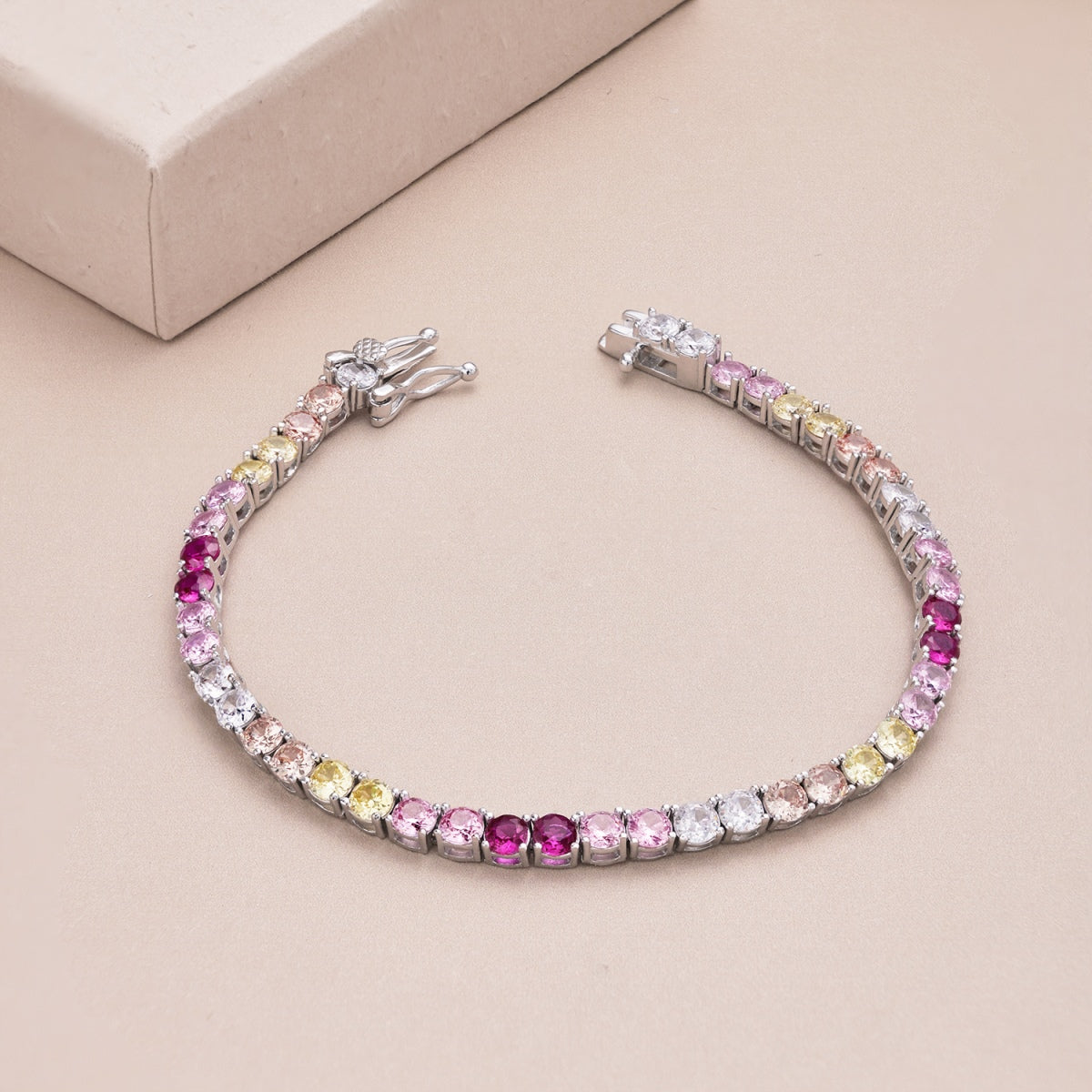 [RAFFINE]Radiant Colorful Round Cut Tennis Bracelet