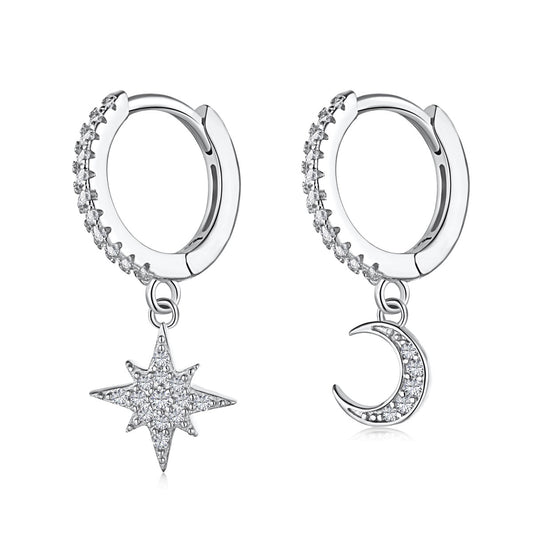 [RAFFINE]Star and Moon Asymmetric Earrings