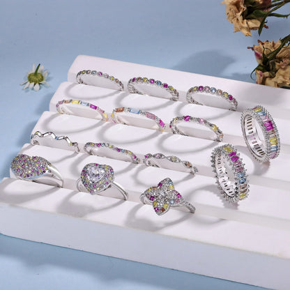 [RAFFINE]Dainty Colorful Round Cut Party Ring