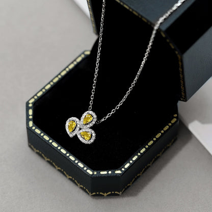 [RAFFINE]Elegant Flower Shape Pear Cut Necklace