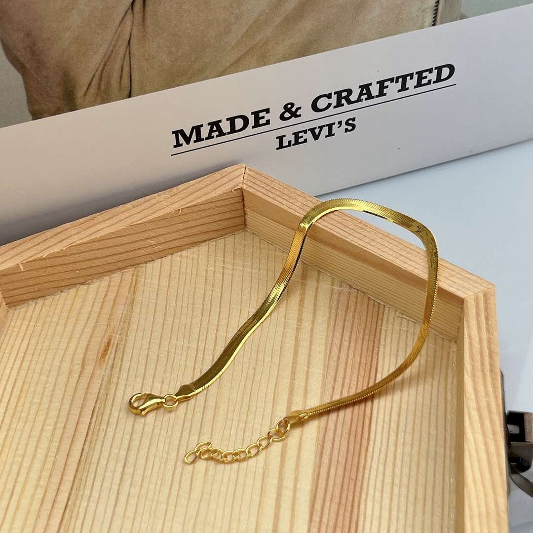 [RAFFINE]Flat Snake Bone Chain Blade Necklace