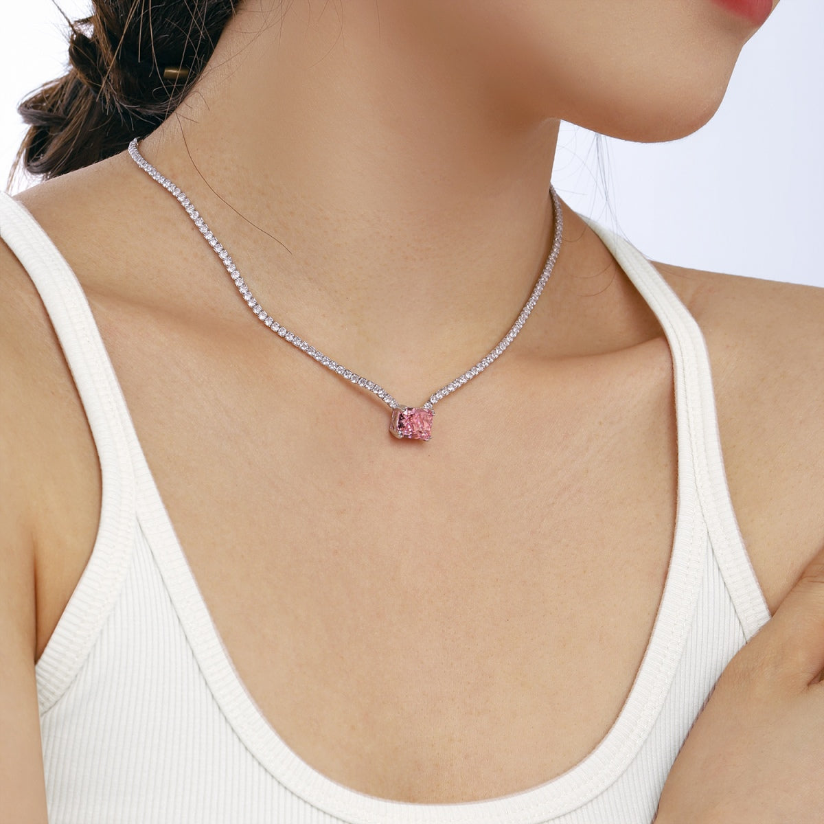 [RAFFINE]4.0 Carat Elegant Radiant Cut Necklace