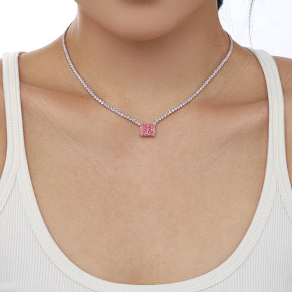 [RAFFINE]4.0 Carat Elegant Radiant Cut Necklace