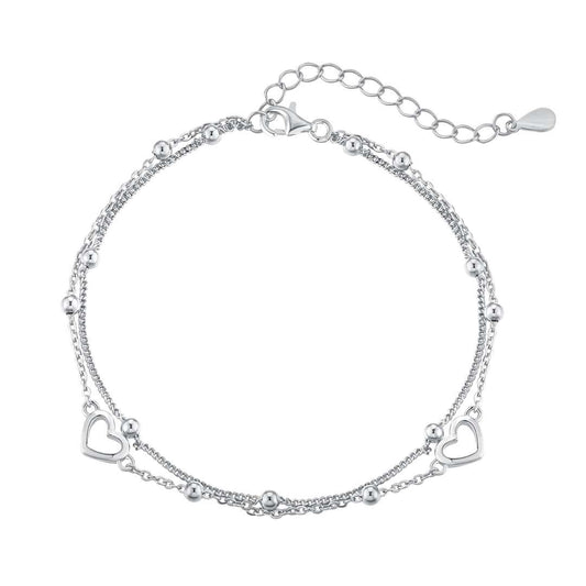 [RAFFINE]Dainty Double Layer Love Heart Bracelet