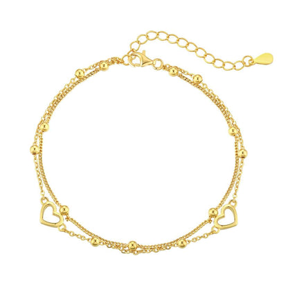 [RAFFINE]Dainty Double Layer Love Heart Bracelet
