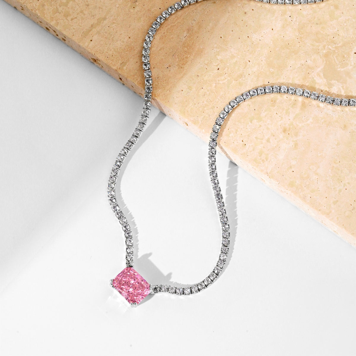 [RAFFINE]4.0 Carat Elegant Radiant Cut Necklace