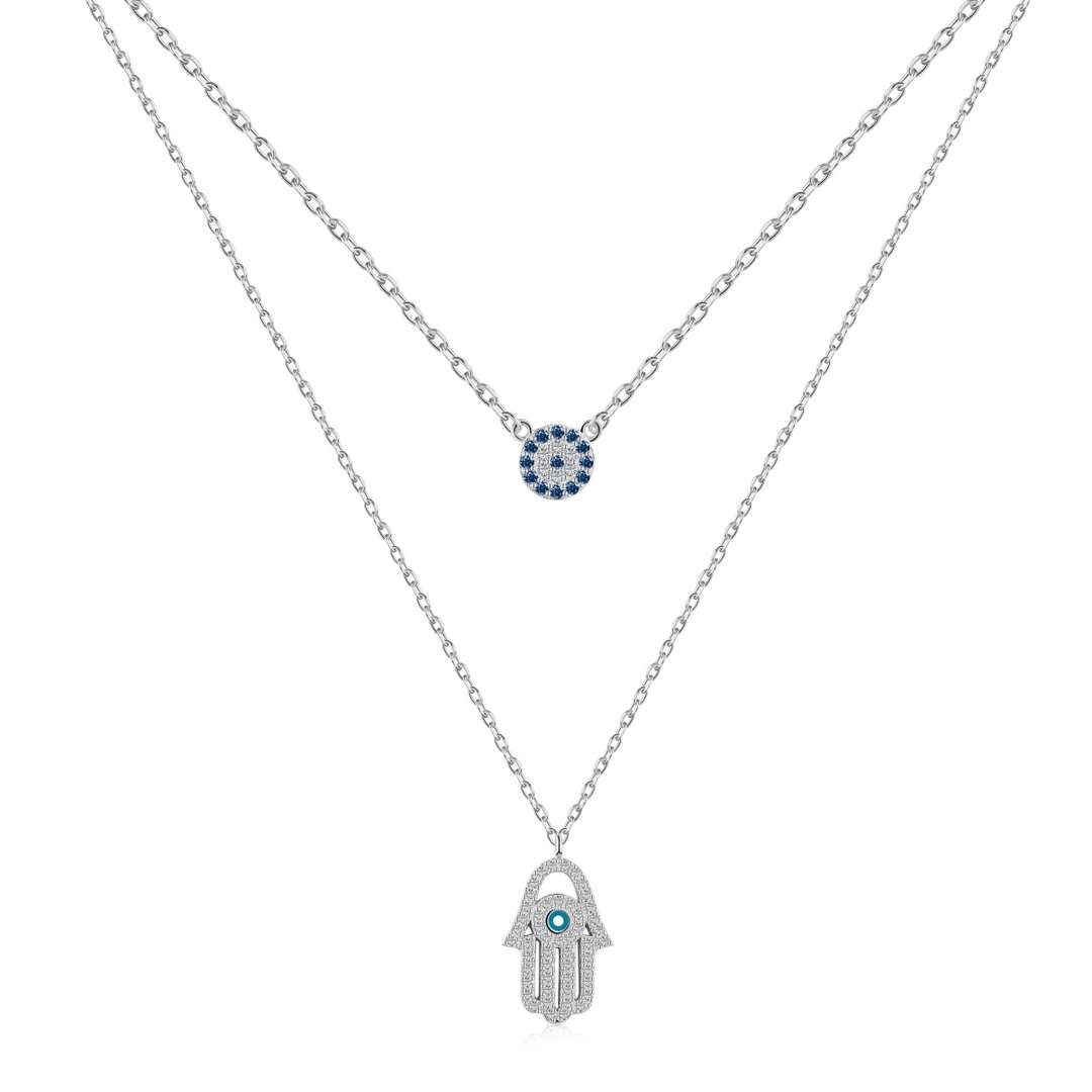 [RAFFINE]Demon Eye Hamsa Palm Necklace