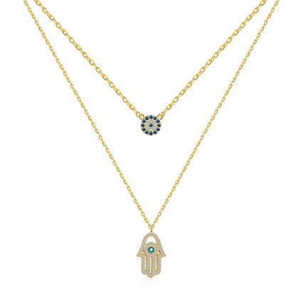 [RAFFINE]Demon Eye Hamsa Palm Necklace