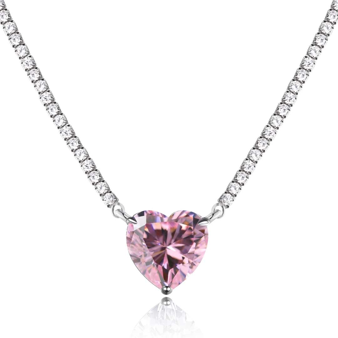 [RAFFINE]8.0 Carat Versatile Colorful Sweet Heart-Shaped Tennis Necklace