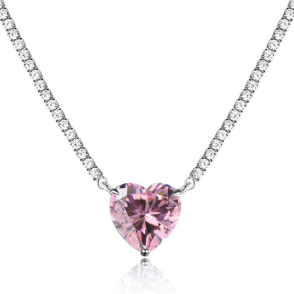 [RAFFINE]8.0 Carat Versatile Colorful Sweet Heart-Shaped Tennis Necklace