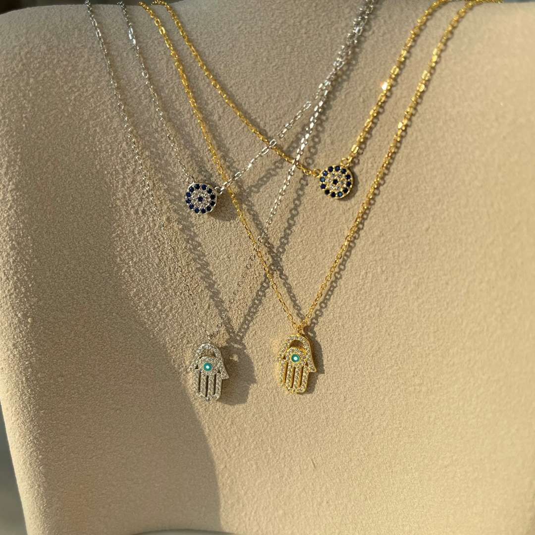 [RAFFINE]Demon Eye Hamsa Palm Necklace