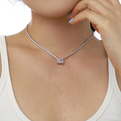 [RAFFINE]4.0 Carat Elegant Radiant Cut Necklace
