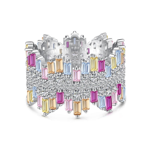 [RAFFINE]Luxurious Colorful Radiant Cut Daily Ring