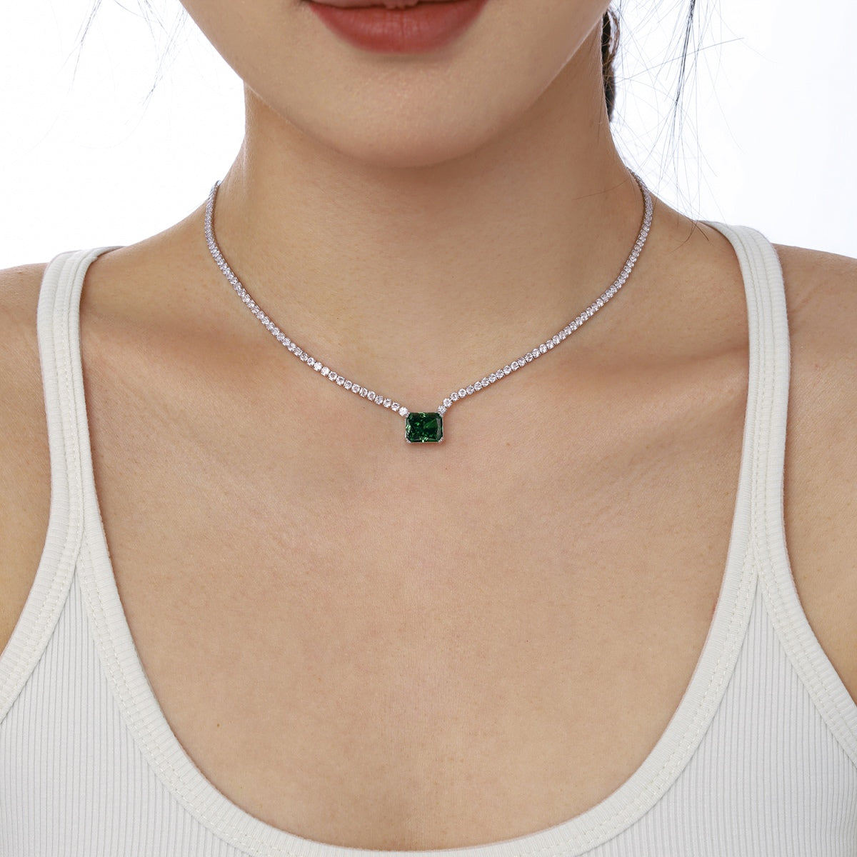 [RAFFINE]4.0 Carat Elegant Radiant Cut Necklace