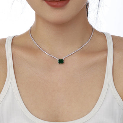[RAFFINE]4.0 Carat Elegant Radiant Cut Necklace