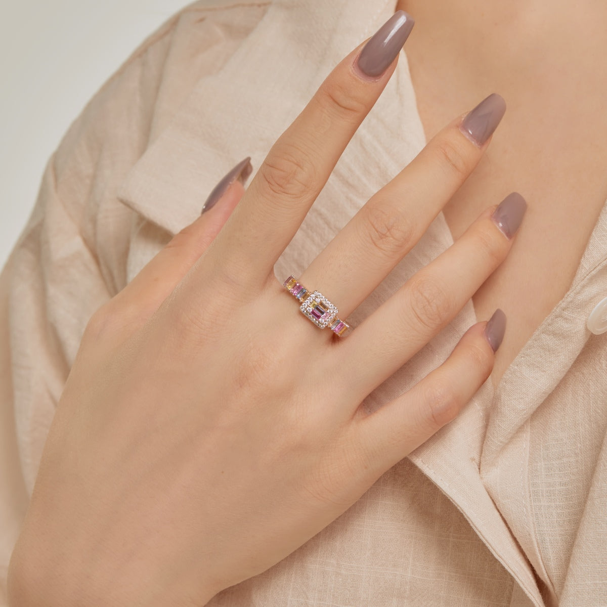 [RAFFINE]Exquisite Colorful Radiant Cut Party Ring