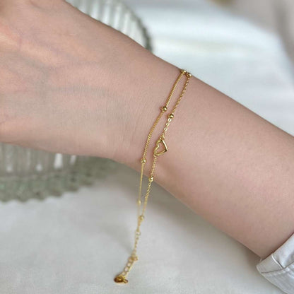 [RAFFINE]Dainty Double Layer Love Heart Bracelet