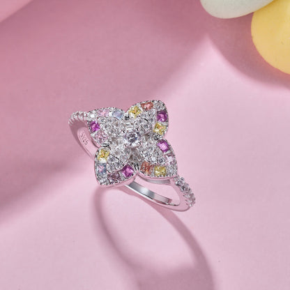 [RAFFINE]Luxurious Colorful Flower Shape Banquet Ring