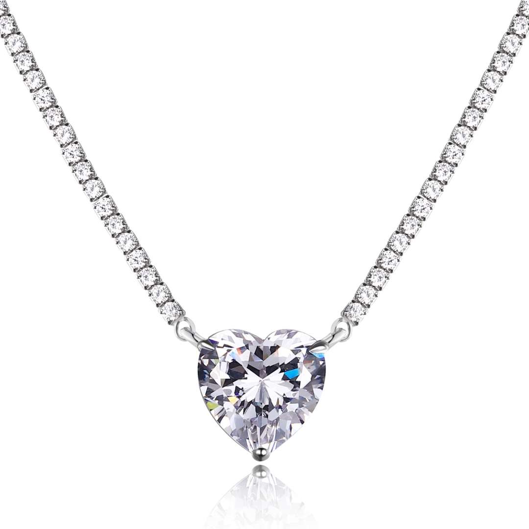[RAFFINE]8.0 Carat Versatile Colorful Sweet Heart-Shaped Tennis Necklace