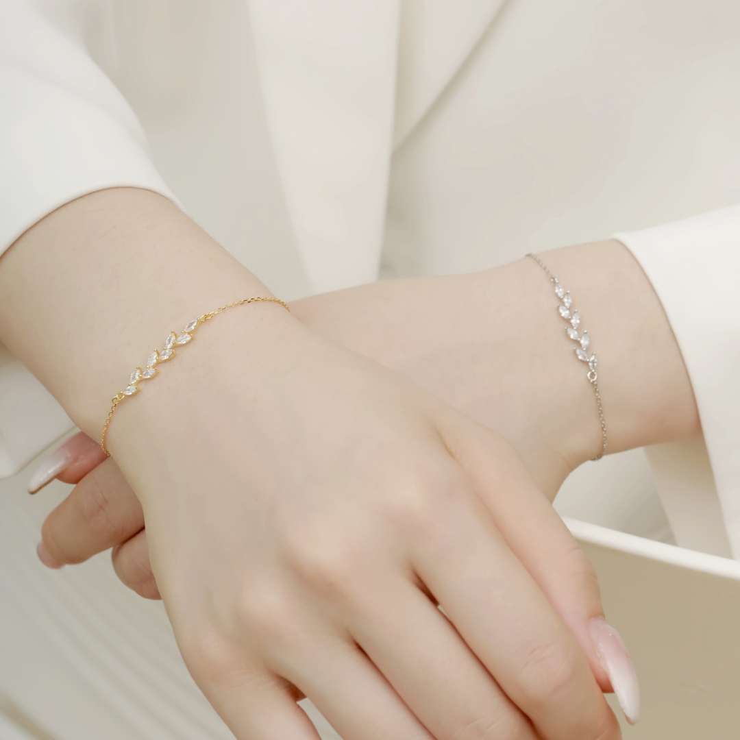 [RAFFINE]Elegant Wheat Leaves Shape Bracelet