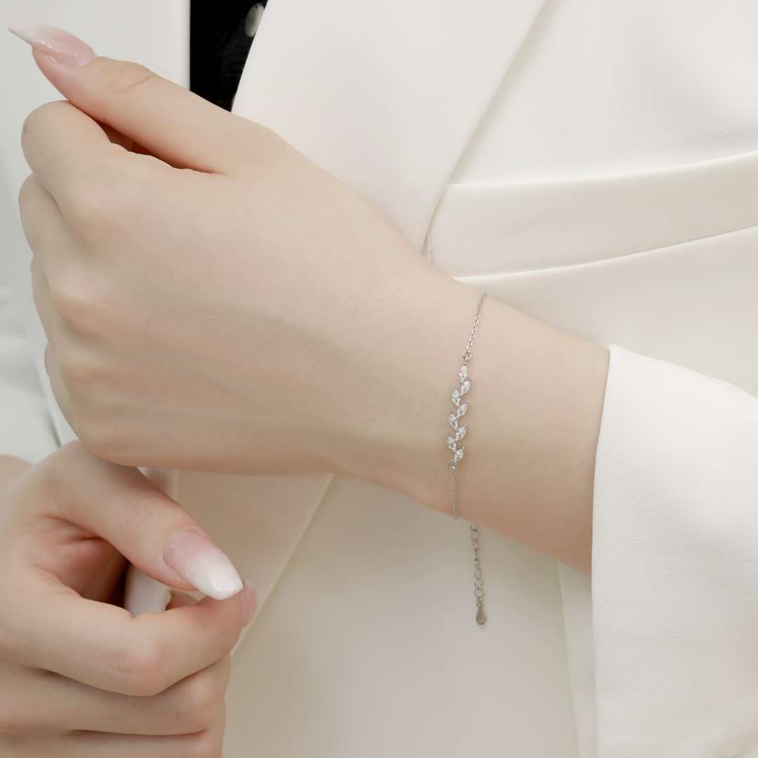[RAFFINE]Elegant Wheat Leaves Shape Bracelet