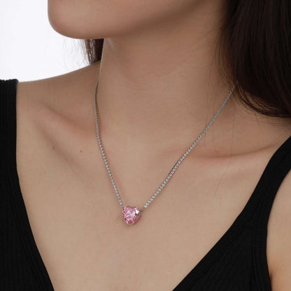 [RAFFINE]8.0 Carat Versatile Colorful Sweet Heart-Shaped Tennis Necklace