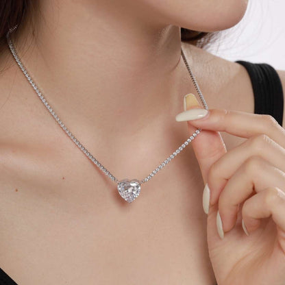 [RAFFINE]8.0 Carat Versatile Colorful Sweet Heart-Shaped Tennis Necklace
