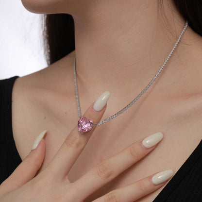 [RAFFINE]8.0 Carat Versatile Colorful Sweet Heart-Shaped Tennis Necklace