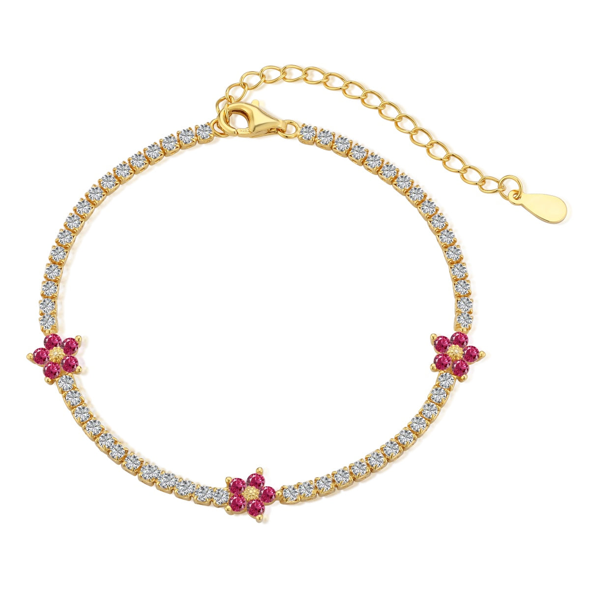 [RAFFINE]Sparkling Flower Shape Tennis Bracelet