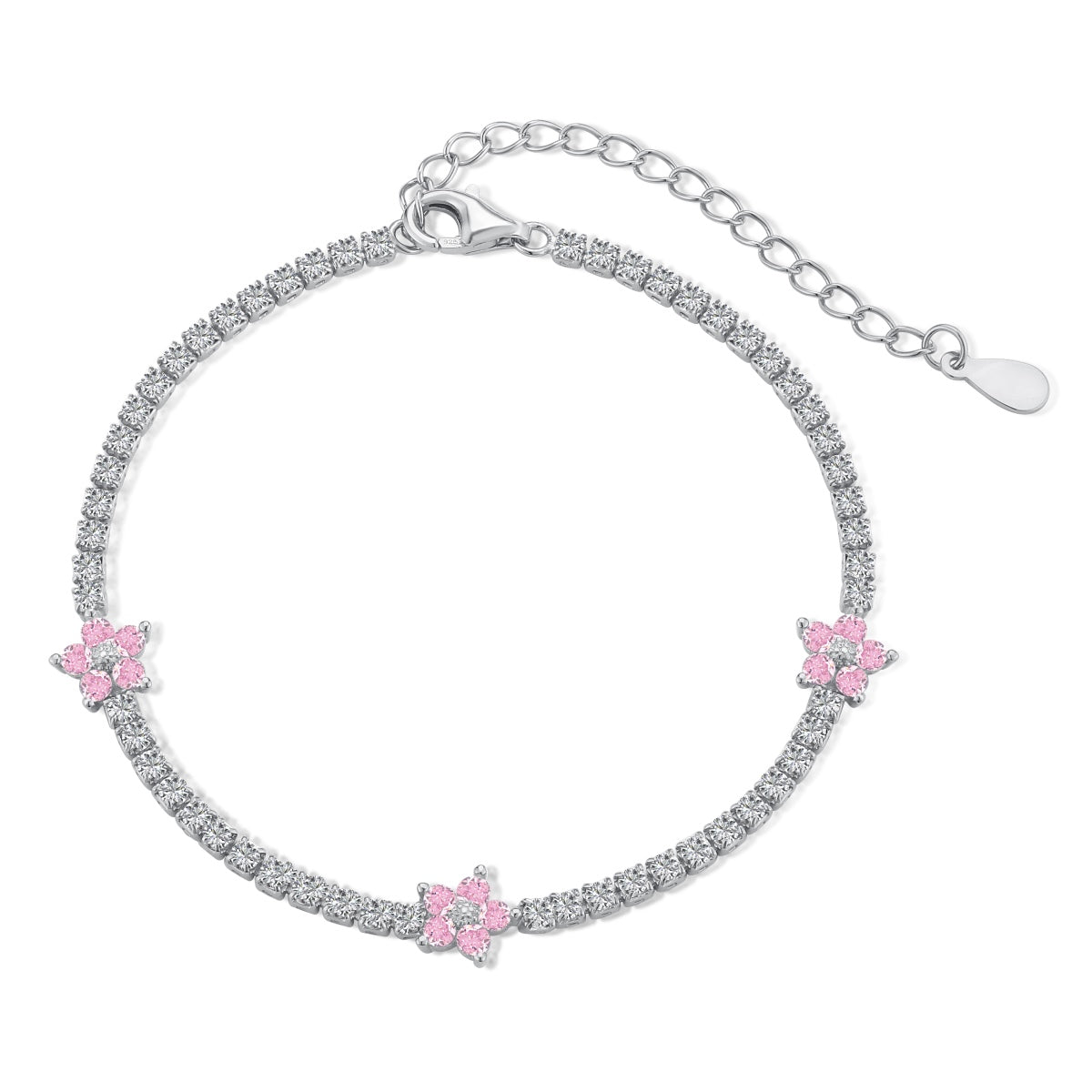 [RAFFINE]Sparkling Flower Shape Tennis Bracelet