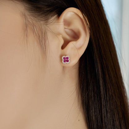 [RAFFINE]Four-Leaf Clover Flower Shaped Earrings