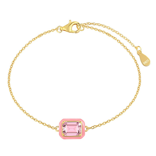 [RAFFINE]2.0 Carat Sparkling Colorful Emerald Cut Daily Bracelet