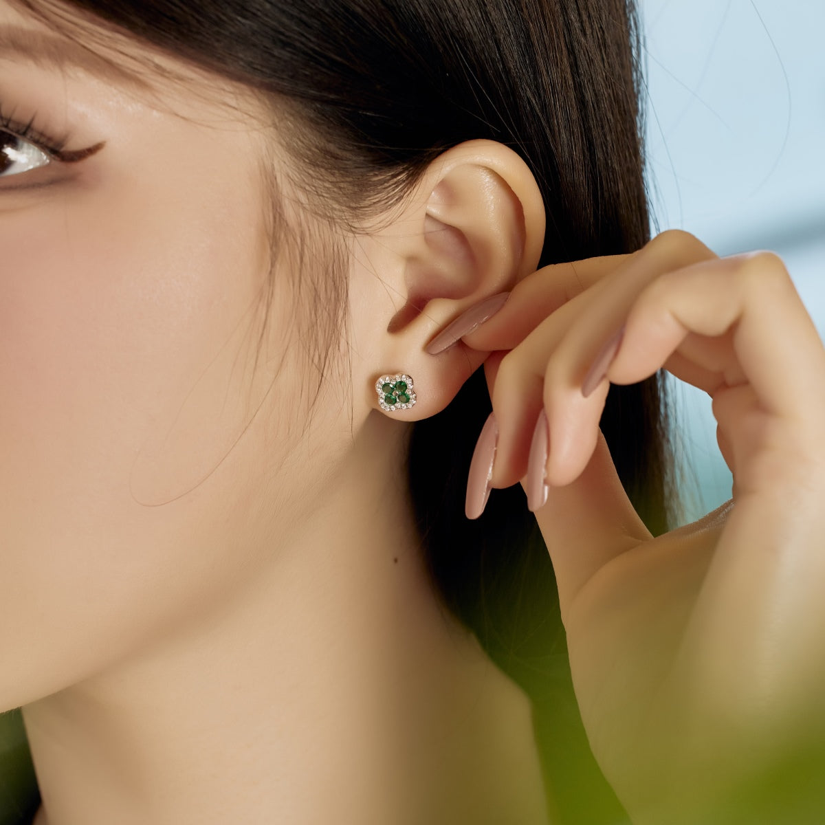 [RAFFINE]Four-Leaf Clover Flower Shaped Earrings